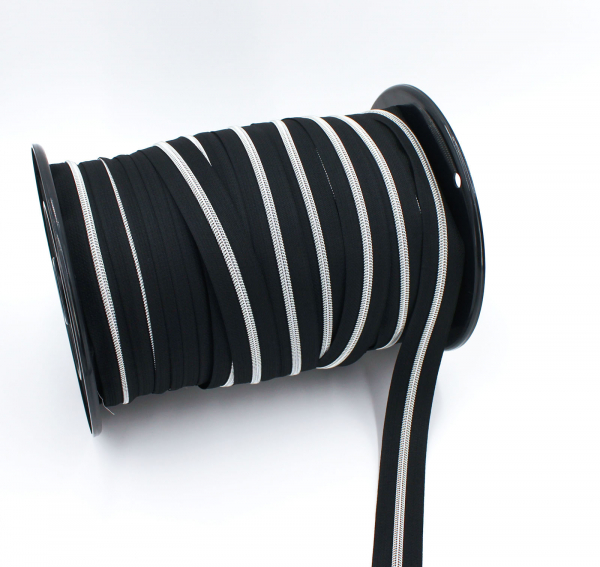 Endlosreißverschluss metallisiert schwarz/ silber (1m)